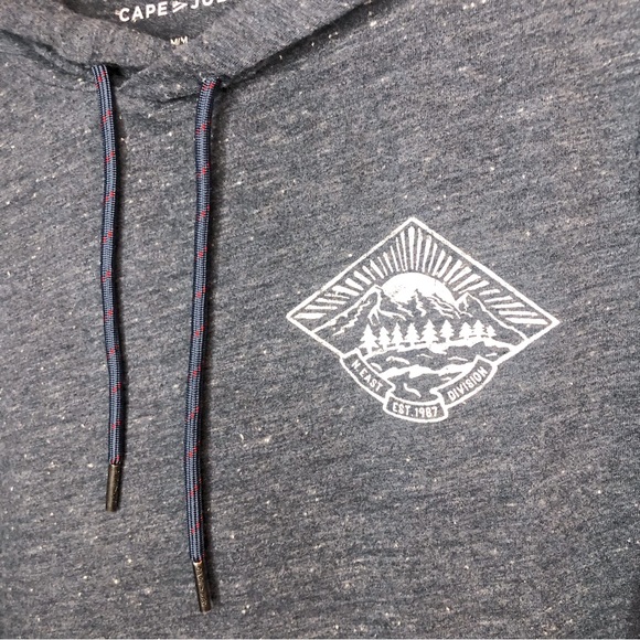 Graphic Outdoor Mountain Long Sleeve Shirt Hoodie Heathered Navy Blue Men’s M - Picture 6 of 6